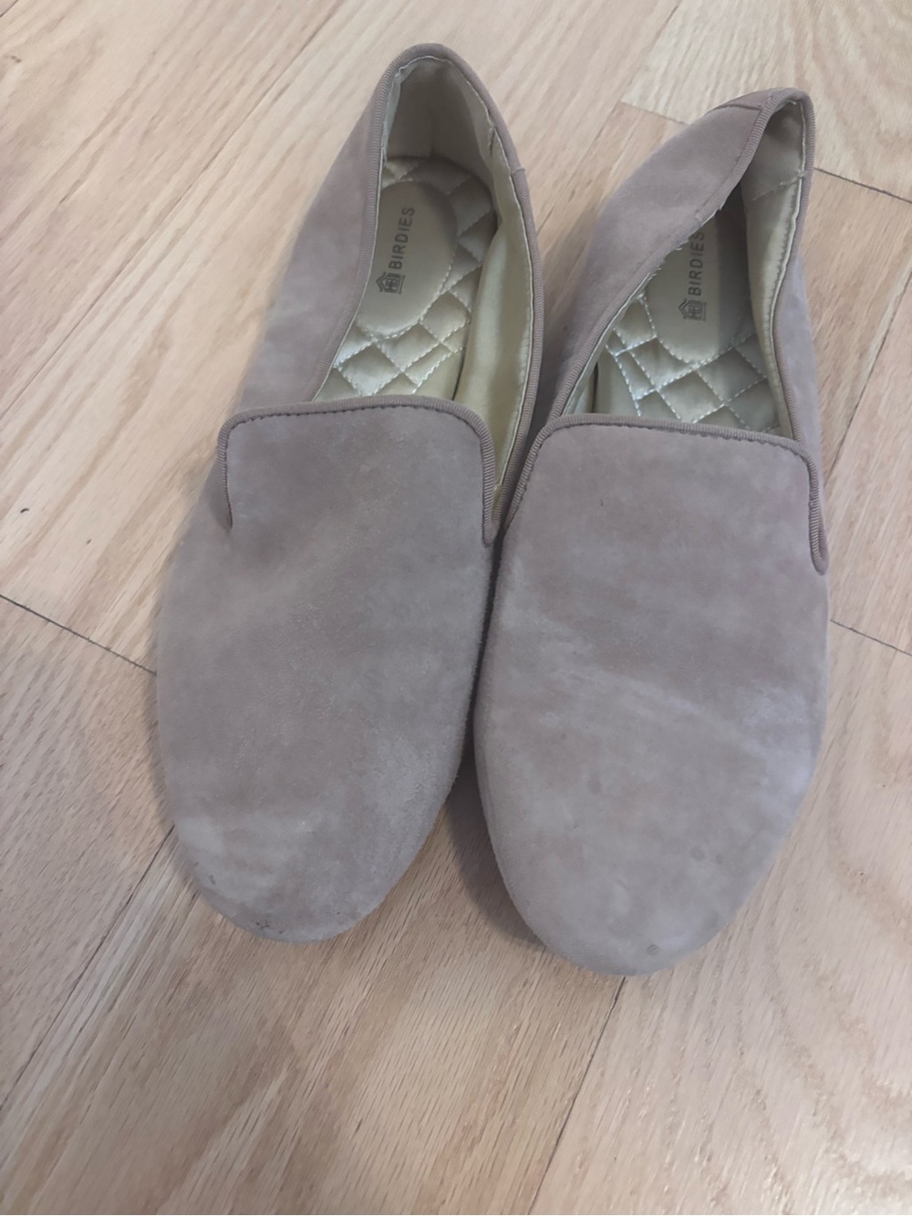 Birdies Taupe Suede Slip-On Loafers